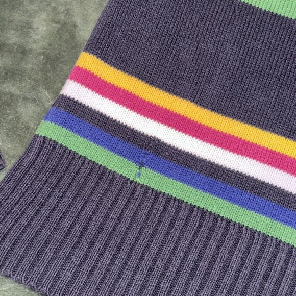 Vtg Y2K Aeropostale Sweater Womens Large Multicolor Striped Henley Neck Hooded - Picture 4 of 8